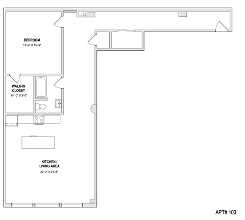 a floor plan of a bedroom apartment at The 22 Apartments, St. Louis, MO